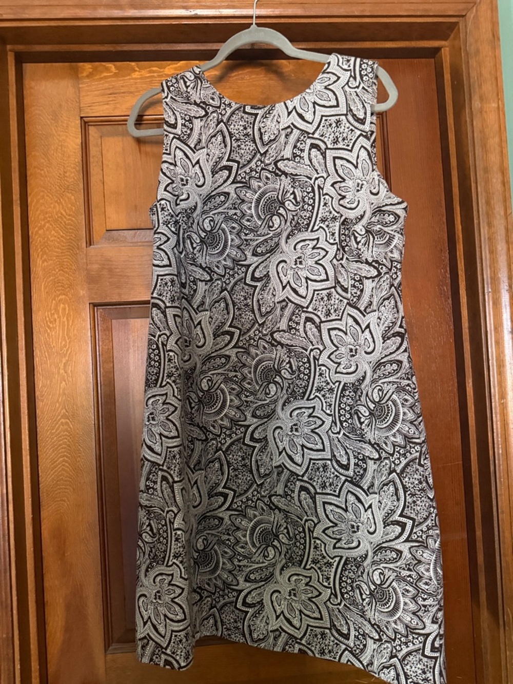 Talbots Black and White Paisley Floral Midi Shift Dress